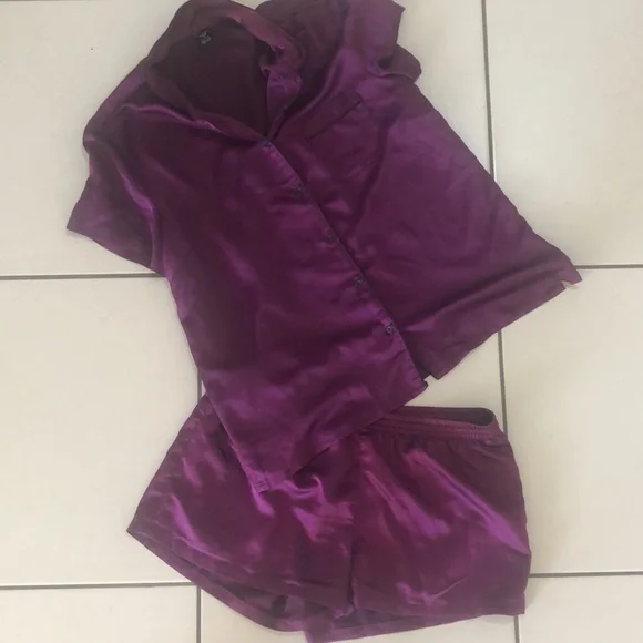 (👚3 for $20) Bras n things pajamas size 10 deep silk purple - Picture 5 of 5